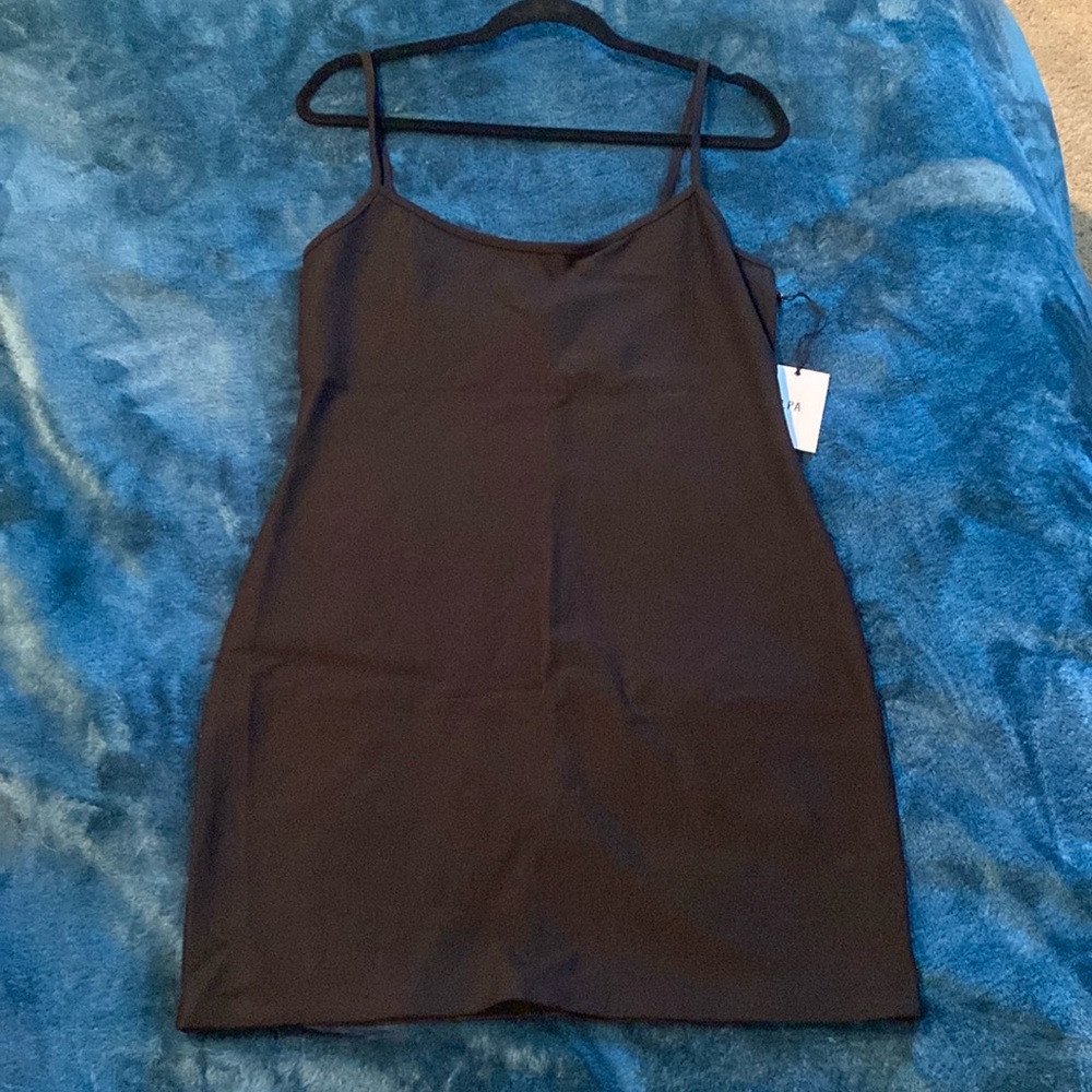 NWT Black Slip Dress with zipper by LPA, L